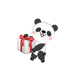 プレゼント箱を持った可愛いパンダ