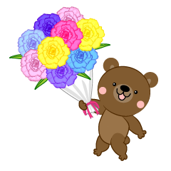 花束をプレゼントするクマ