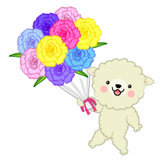 花束をプレゼントする可愛い羊