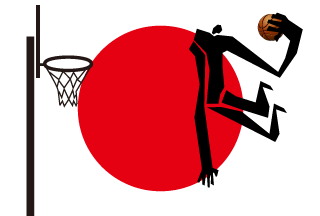 日本国旗とバスケ男