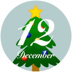 円型のクリスマスツリーと12月文字
