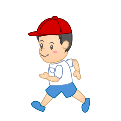 走る赤帽子の園児