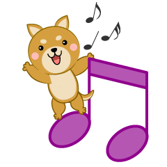 音符と可愛い犬