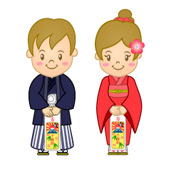 七五三の男の子と女の子