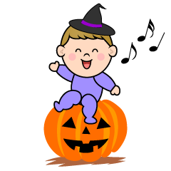 ハロウィンかぼちゃと幼児の男の子