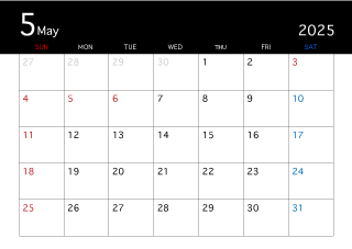 2025年5月の黒カレンダー