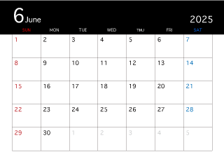 2025年6月の黒カレンダー