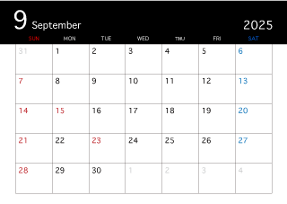 2023年9月の黒カレンダー