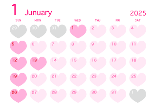 2023年1月のハートカレンダー