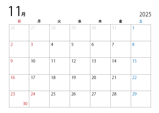 2025年11月カレンダー（日本語）