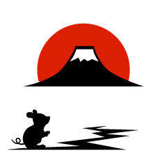 富士山を眺めるネズミ