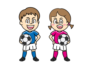 サッカーボールを持った男の子と女の子