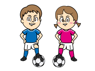 サッカーに自信満々の男の子と女の子