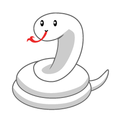 とぐろを巻いた可愛い白ヘビ