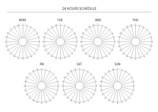 曜日別の24時間円グラフスケジュール