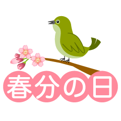 桜とウグイスの春分の日